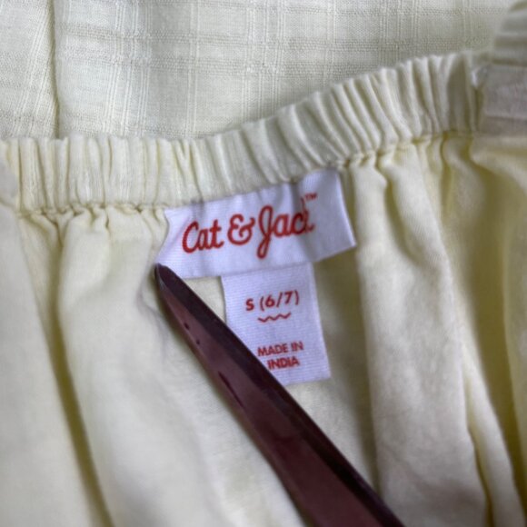 Cat & Jack Yellow Ruffled Dress With Eyelet Hem & Sleeves Sz S (6/7) - Picture 4 of 6